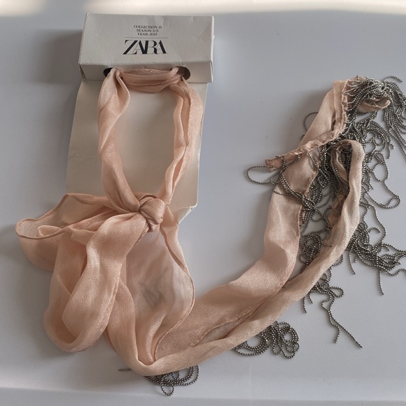 NWT Silk Metal Fringe Scarf - Picture 2 of 11